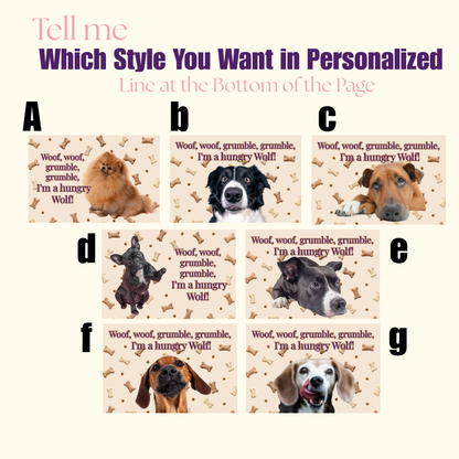 Funny Dog  Face Food Placemat - Food Mat to Keep Floors Clean, & Dog Choices, So FUN