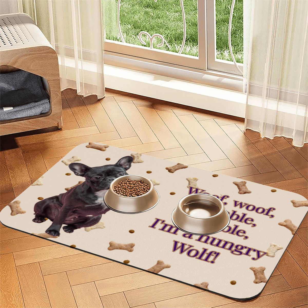 Funny Dog  Face Food Placemat - Food Mat to Keep Floors Clean, & Dog Choices, So FUN