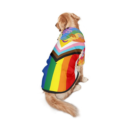 Diverse Pride Dog Hoodie - Rainbow Flag Pet Clothing, All Inclusive Flag, Pefect for Furry Friend for walks to the park, Pride Parade