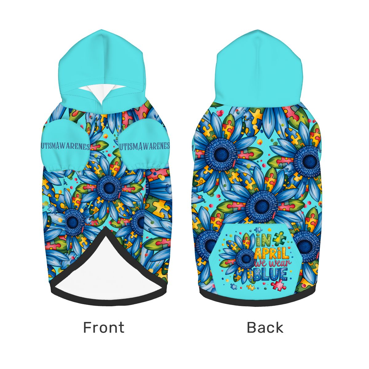 Cute Autism Awareness Pet Hoodie & Mom Tee - Matching Set in Autism Blue