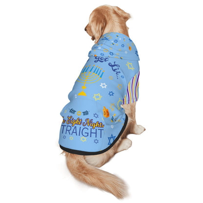 Celebrate Hanukkah with Your Pup, Get Lit Dog Hoodie in Ugly Sweater Style, Get Lit for 8 Straight Nights
