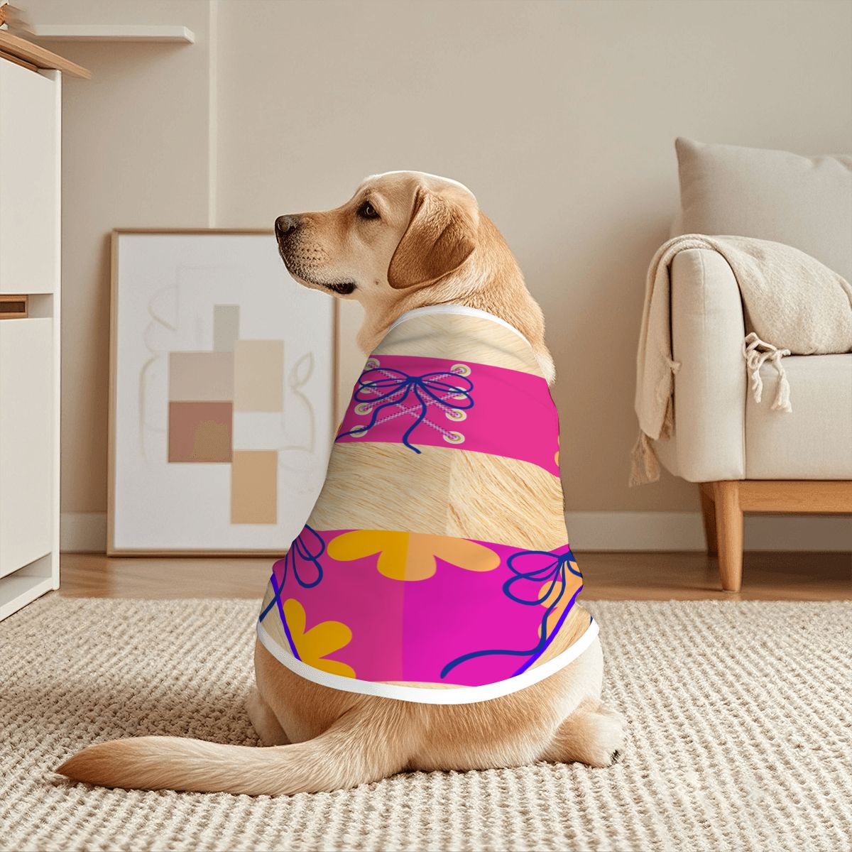 Dog Beachwear - Pink One-Piece Tank Top Swimsuit Costume, BEIGE FURRY Friend