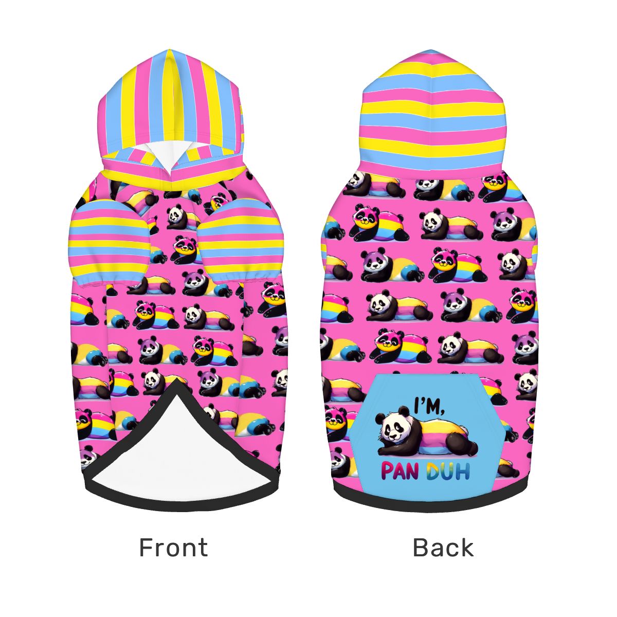 Panda Print Dog Hoodie, Pan-Sexual Pride Apparel, Cute Dog Outfit