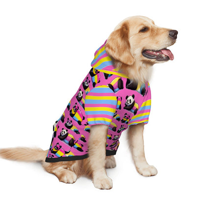 Panda Print Dog Hoodie, Pan-Sexual Pride Apparel, Cute Dog Outfit