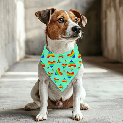 Colorful Hearts Small Dog Bandana, LGBT Pride Scarf, Perfect for Pride Parade and Walks to the Coffee Shop, Be fashionable, Reversible
