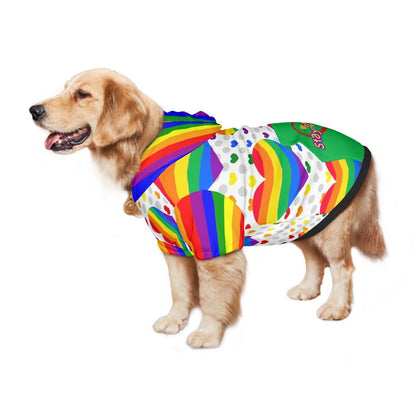 Stay Pawsitive Pride Dog Hoodie - Green Rainbow Hearts Pet Sweater, LGBTQ Dog Sweater, Dog Lovers Gift, Mothers Day Gift, Fathers Day gift