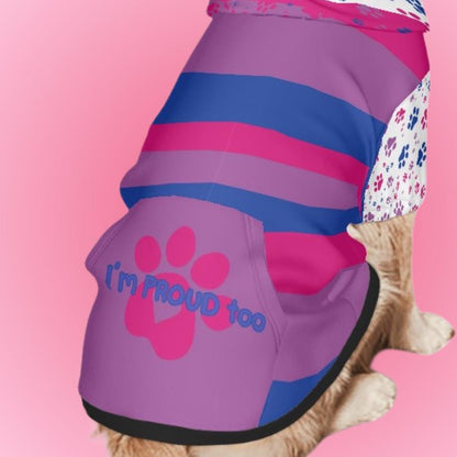 Spread Love and Inclusivity: Bisexual Pride Dog Hoodie, Perfect for Pet Lovers, Customized Pet Clothing, Small to XXL, I Am Proud Too