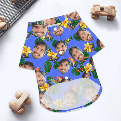 Hawaiian Shirt Pet and Human Matching Set - Customized with Pictures of Heads, Fun to Wear BFF on your shirt, Vacation Pool clothes, Stylish