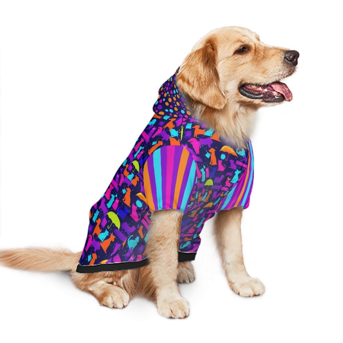 Colorful Snack Pack Print Dog Hoodie in Blue - Large Pet Clothing, Mothers day Gift, Fathers Day Gift, Dog Lovers Gift