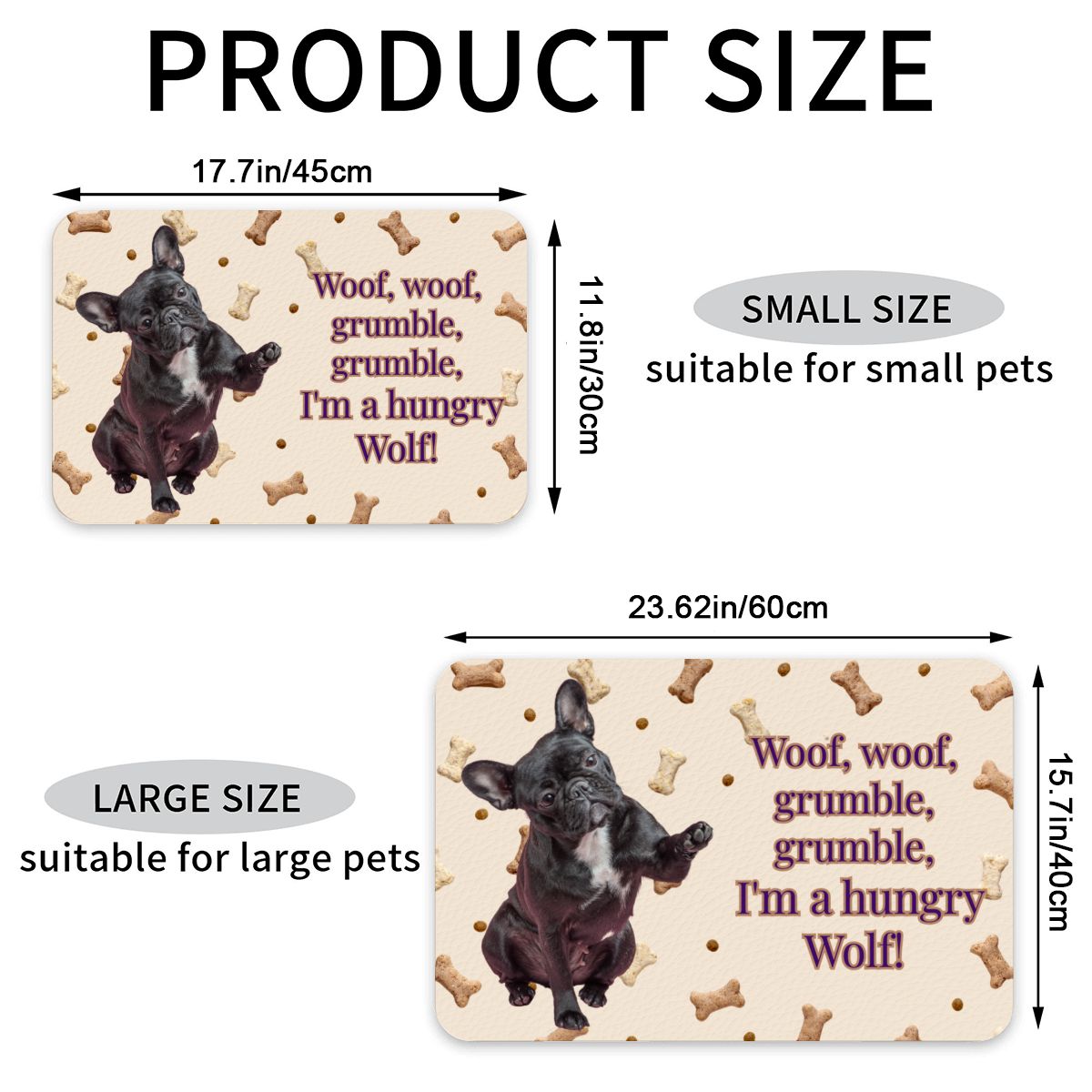 Funny Dog  Face Food Placemat - Food Mat to Keep Floors Clean, & Dog Choices, So FUN