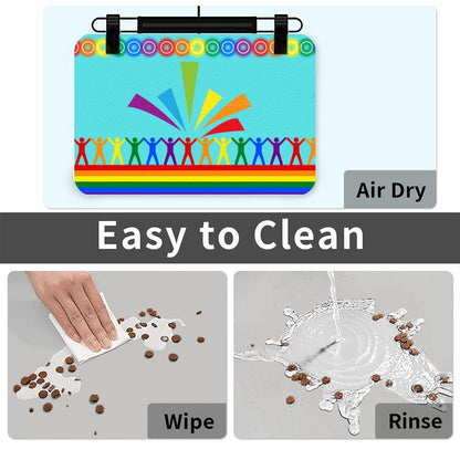 LGBTQ Pet, Food Matt for Dog or Cat Water Dishes, Keeps your Floor Clean While Showing Your Pride