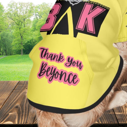 Thank You Beyonce Fashionable Yellow Hoodie Designed for Your Dog and Her next Concert Attire, Designed Yellow Hoodie of Beyonces