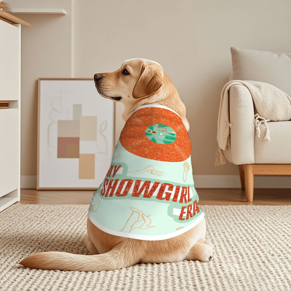 My Showgirl Era Dog Tank Top - Taylor Swift Inspired - Trendy Green & Orange Pet Wear
