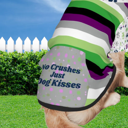 Aroace Pride Themed Dog Hoodie, Custom Dog Hoodie for your Outings, No Crushes, Just Dog Kisses, Fashionable Atire