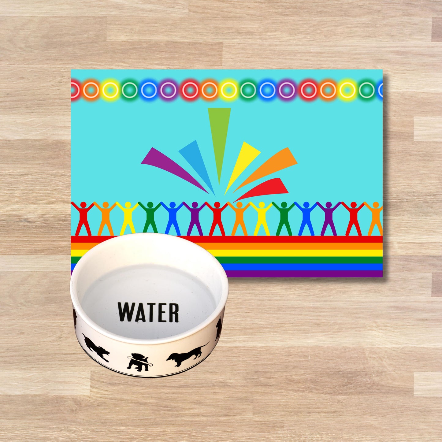 LGBTQ Pet, Food Matt for Dog or Cat Water Dishes, Keeps your Floor Clean While Showing Your Pride