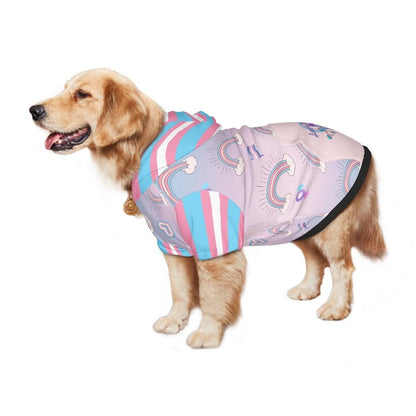 Trans Flag Dog Hoodie - Love Is Love - Hearts Not Parts - LGBTQ Pet Apparel, Perfect Fashion for Pride Parade and Walks to the Park