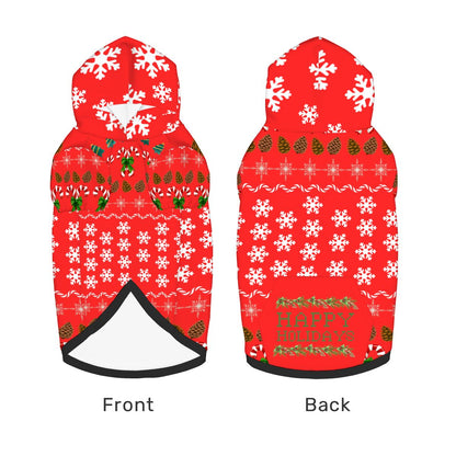 Red Christmas Ugly Sweater for Dog, Festive Dog Hoodie, Happy Holidays!