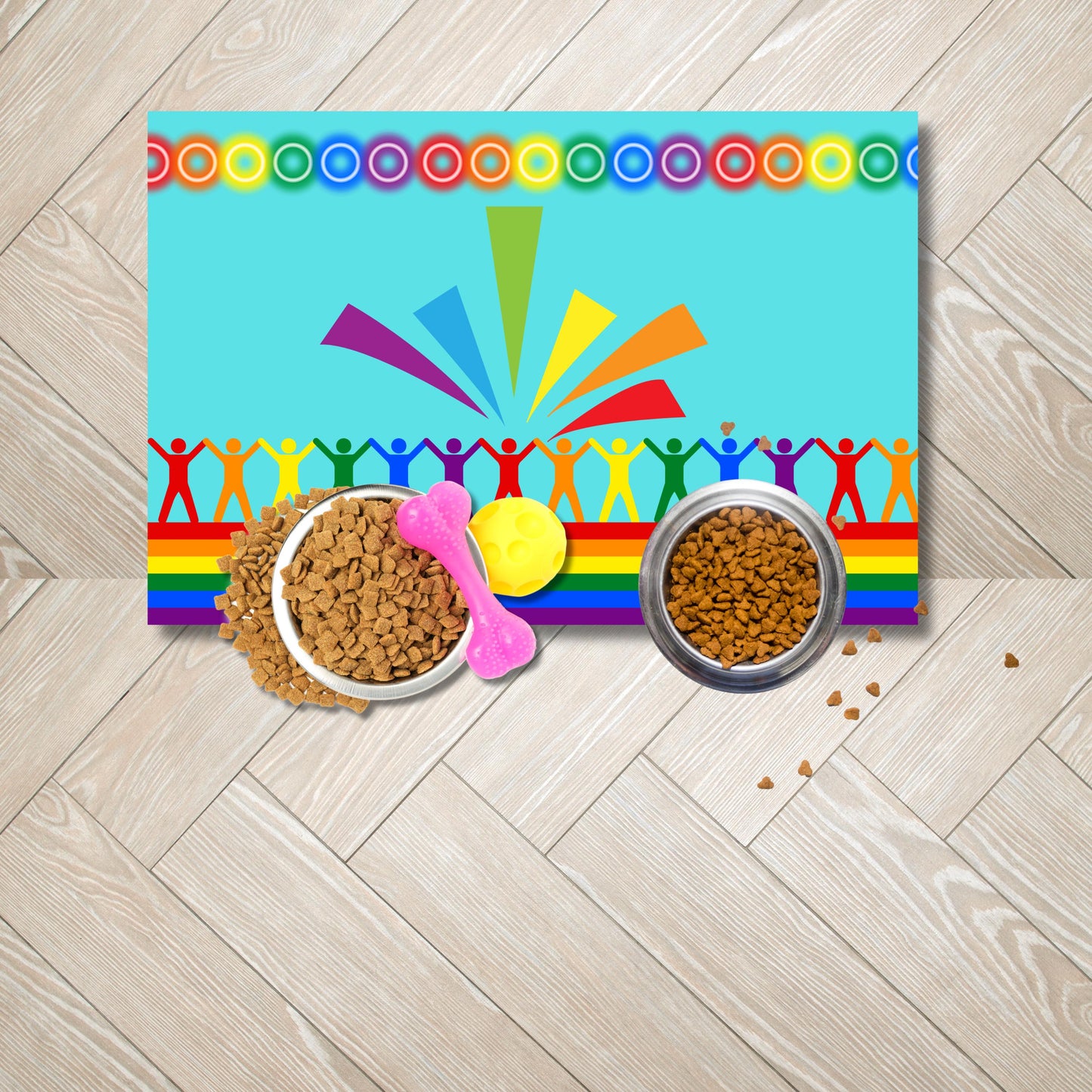 LGBTQ Pet, Food Matt for Dog or Cat Water Dishes, Keeps your Floor Clean While Showing Your Pride