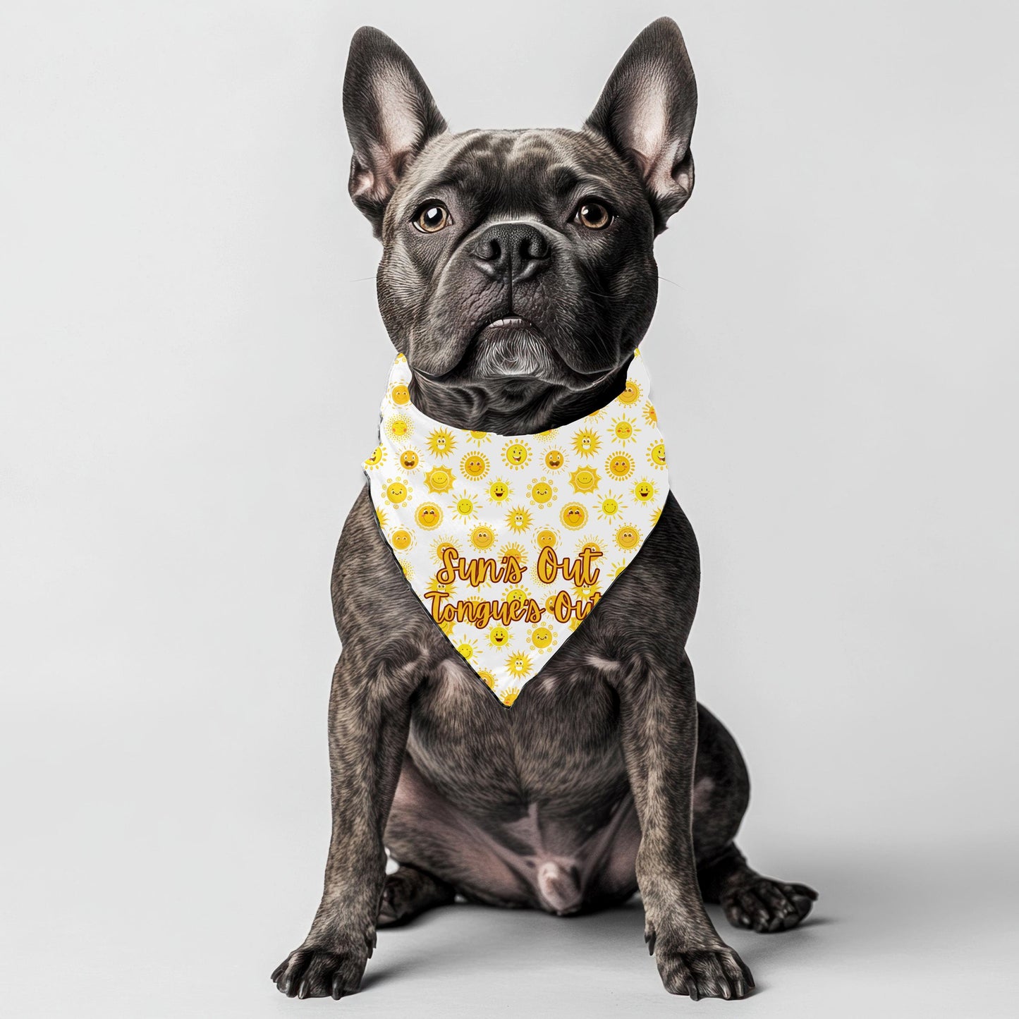 Sun's Out, Tongue's Out, and Free Kisses Cute Small Dog Bandana for Sunny Days - Colorful Neckwear, Reversible
