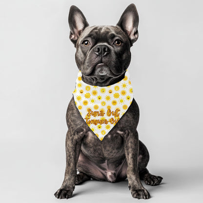 Sun's Out, Tongue's Out, and Free Kisses Cute Small Dog Bandana for Sunny Days - Colorful Neckwear, Reversible
