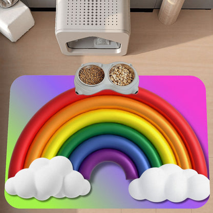 LGBTQ Pride Dog Food Mat - Rainbow Design Pet Bowl Placemat, Dog Food Matt, Keeps Kitchen Floor Clean, Catt Food Mat, Choice of 2 designs
