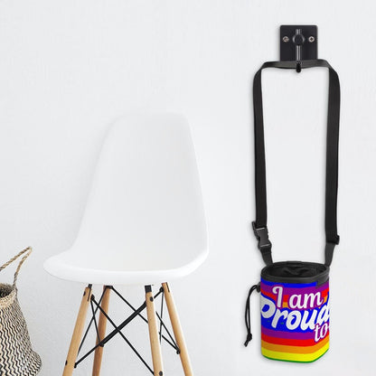LGBTQ+ Dog Treat Bag - Proud Flat Design with I'm Proud Too, Pet Treat Pouch, Shoulder Strap, Unique Gift for Dad