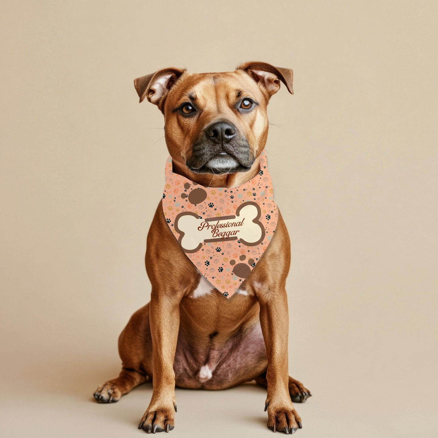 Funny Small Dog Bandana - Professional Beggar Design, Walking with My Paw-see fashion attire for the  Village, getting a Pup Cup, Must Have