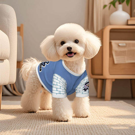 Small Dog Deltarune Shirt in Blue Graffiti Brick Design, Pet Fashion, Gamer Vibe, Anime Tee