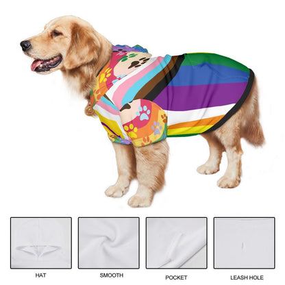 Diverse Pride Dog Hoodie - Rainbow Flag Pet Clothing, All Inclusive Flag, Pefect for Furry Friend for walks to the park, Pride Parade