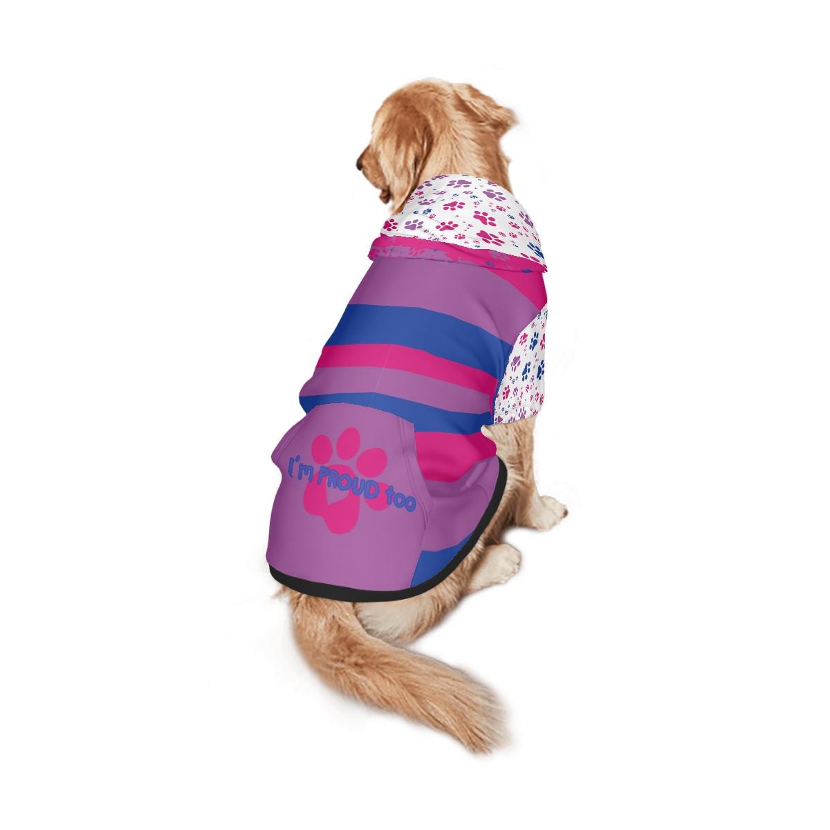 Spread Love and Inclusivity: Bisexual Pride Dog Hoodie, Perfect for Pet Lovers, Customized Pet Clothing, Small to XXL, I Am Proud Too