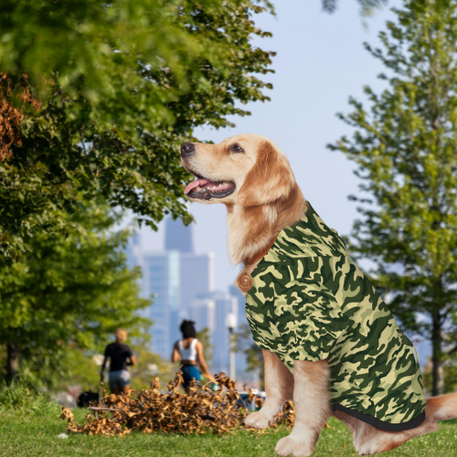 Camo-Paw-ged Dog Hoodie in Green Camouflage - Pun Gift for Dog Lovers