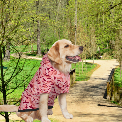 Pink Camouflage Dog Hoodie - Fun Bark-O'fage Pun Apparel