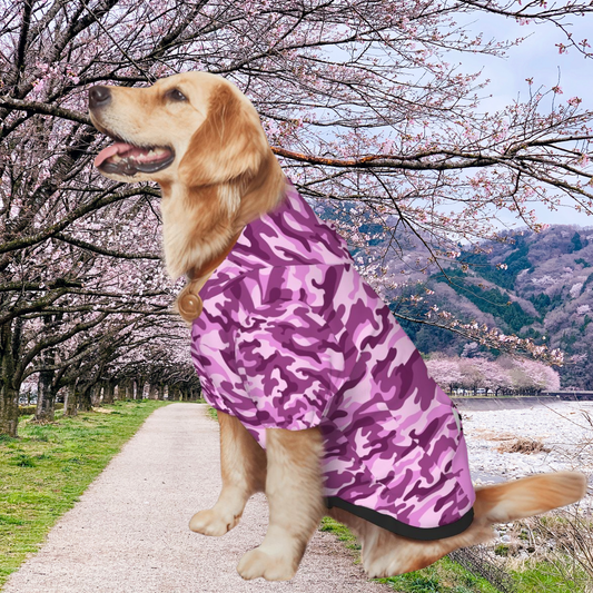 Blending in Style: Purple Camo Doggy Hoodie for Trendy Tails, Pruple Camouflage