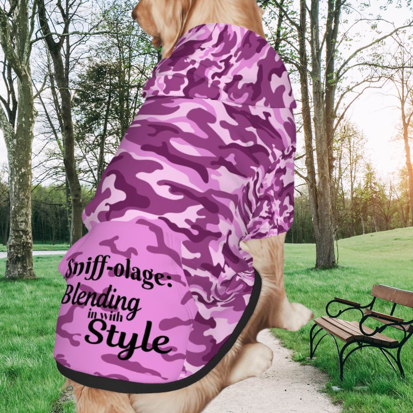 Blending in Style: Purple Camo Doggy Hoodie for Trendy Tails, Pruple Camouflage