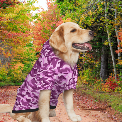 Blending in Style: Purple Camo Doggy Hoodie for Trendy Tails, Pruple Camouflage